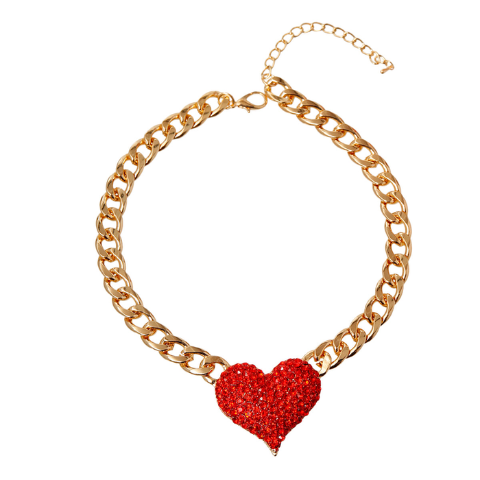 Dog Rhinestone Heart Necklace