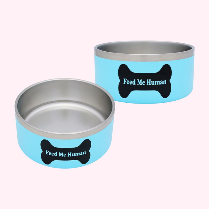 "Feed Me Human" Blue Food Bowl