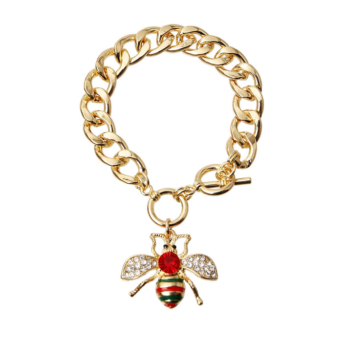 Rhinestone Bee Toggle Necklace