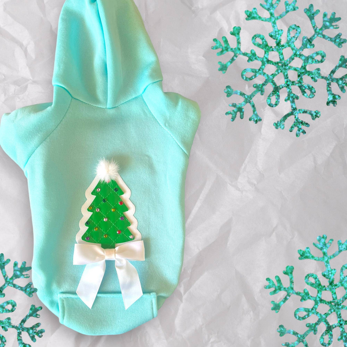 Quilted Christmas Tree Dog Hoodie