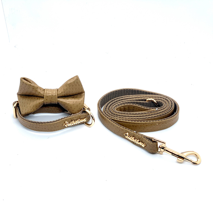 Cappuccino leash, collar, bow tie, set