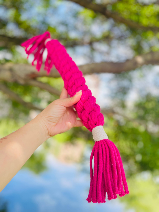 Large Rose Red Handmade Macrame Candy Rope for Big Dogs