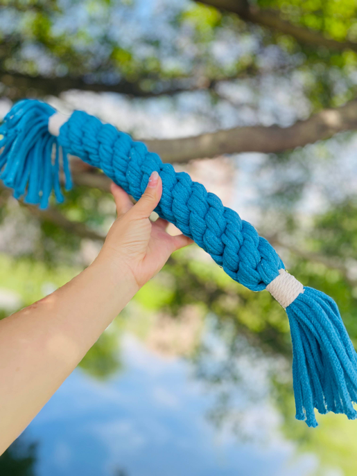 Large Sky Blue Handmade Macrame Candy Rope for Big Dogs