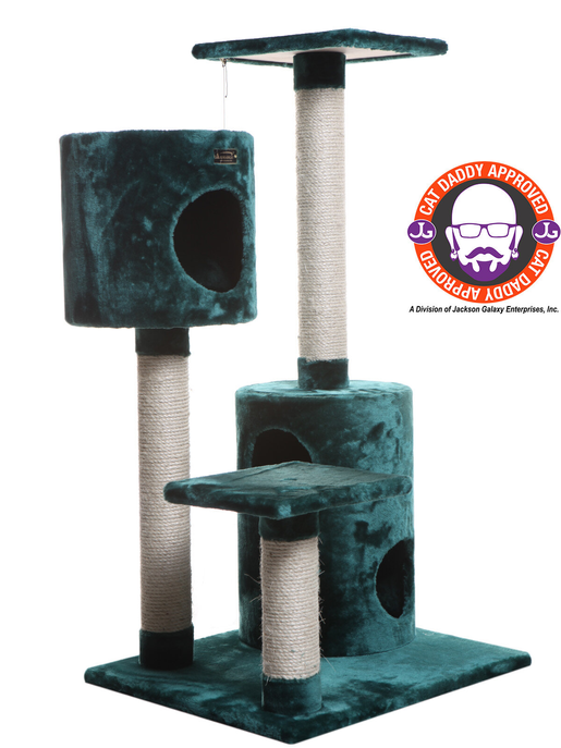 Real Woood Cat Tree House W 2 Private Condos 43" Green