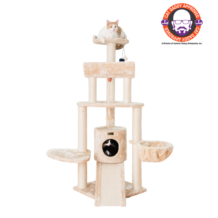 Armarkat Real Wood Spacious Thick Fur Cat Tower W Lounge