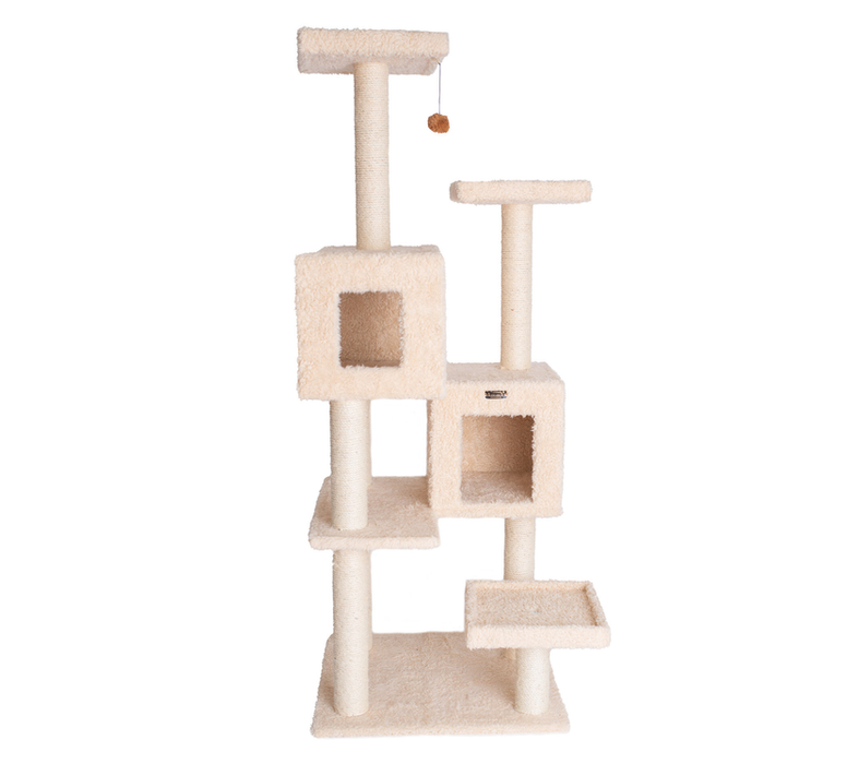 Multi-Level Real Wood Cat Tree W Two Condos, Perches A6702