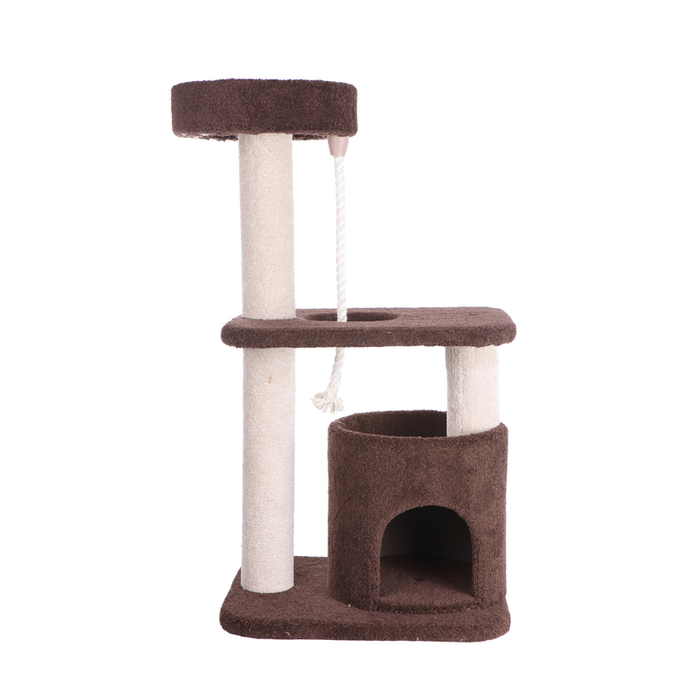 Real Wood 3-Tier Carpeted Cat Tree Condo  Kitten Play House