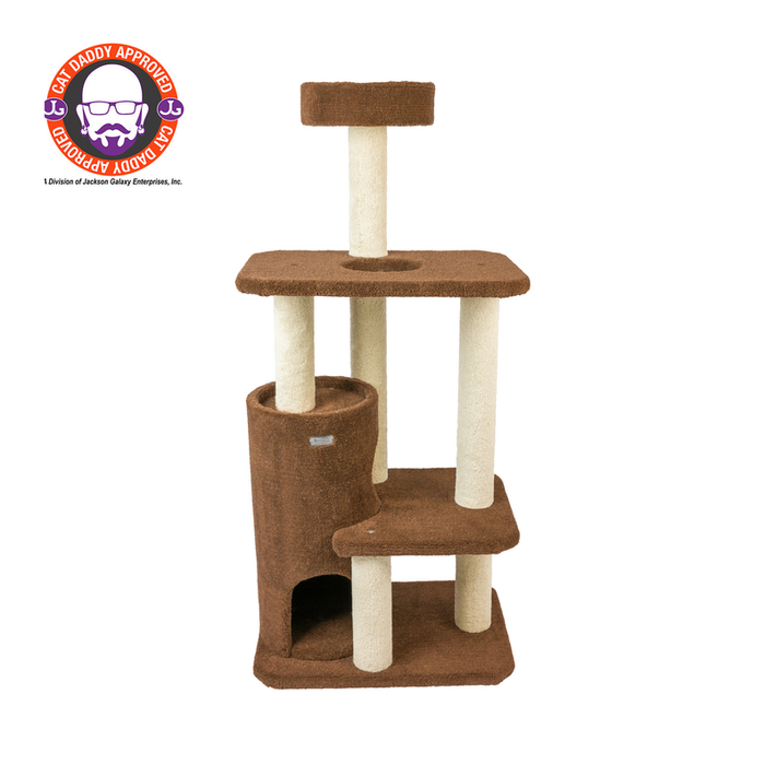 Real Wood 3-Level Carpeted Cat Tree Condo, Kitten Climber