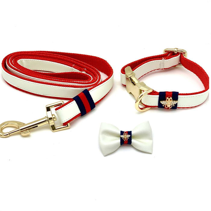 La Parisienne Collar, Leash & Bow Tie Dog Set